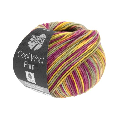 Cool Wool Print 822 Gelb/Camel/Taupe/Fuchsia