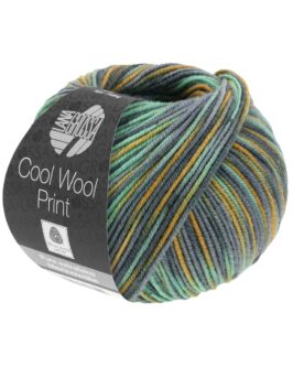 Cool Wool Print <br>824 Ocker/Mint/Mittel-/Dunkelgrau