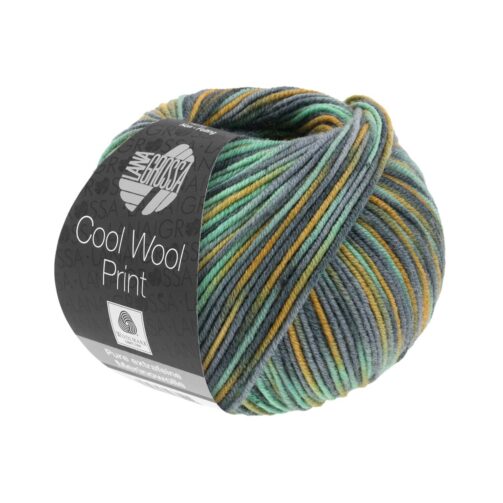 Cool Wool Print 824 Ocker/Mint/Mittel-/Dunkelgrau