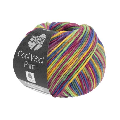 Cool Wool Print 826 Gelb/Resedagrün/Fuchsia/Taupe/Blau/Orange