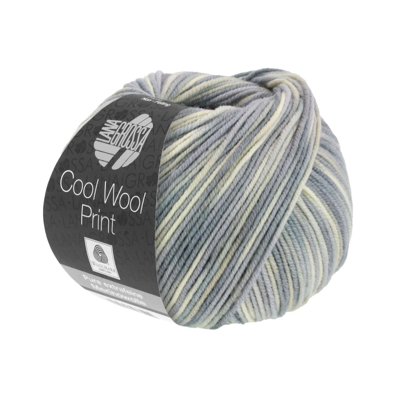 Cool Wool Print <br>829 Rohweiß/Silber-/Hellgrau/Grau