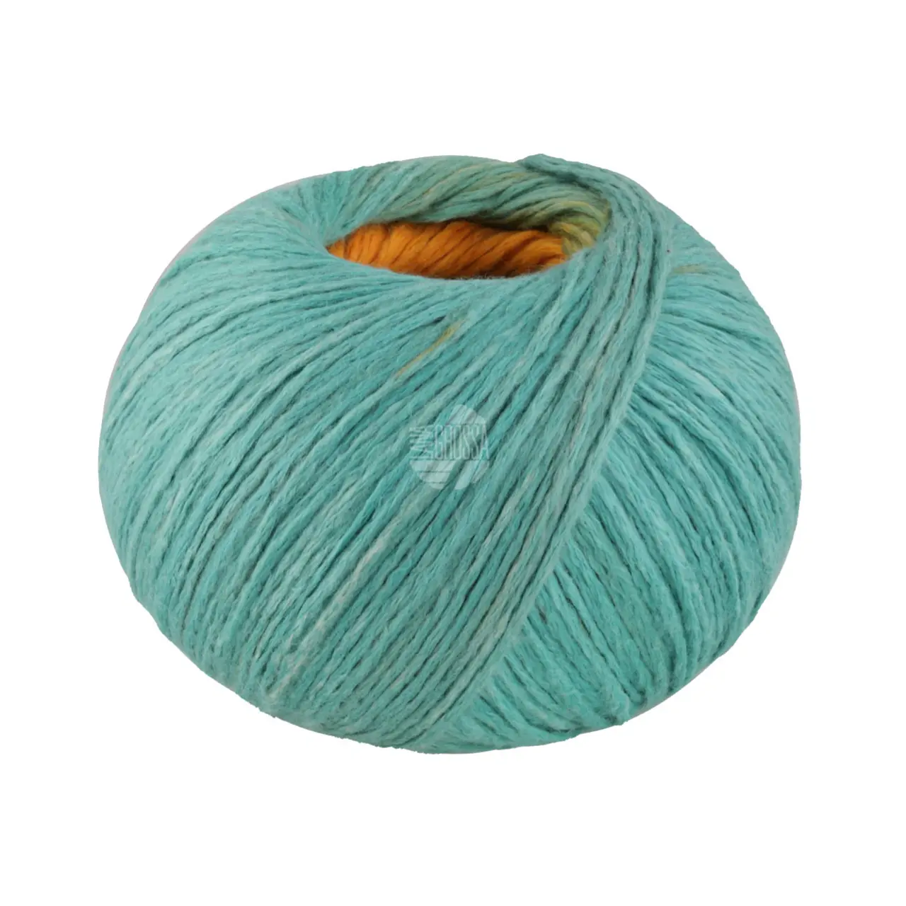 Cotonella 14 Graugrün/Braun/Gold-/Sonnengelb/Pastellblau/Pfirsich/Grünbeige/Türkis von Lana Grossa. Weiches bedrucktes Kettengarn aus unmercerisierter Pima Baumwolle