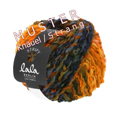 lala Berlin Stripy 8 Orange/Blaugrau/Hell-/Dunkelgrün/Bordeaux