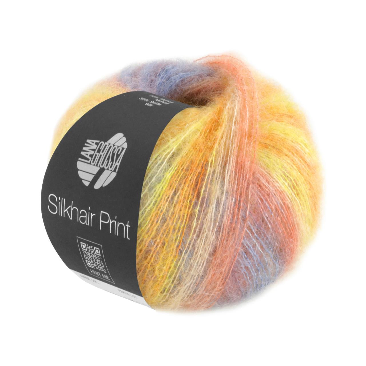 Silkhair Print 423 Gelb/Orange/Graurosa/Jeans/Rosabeige/Lachs