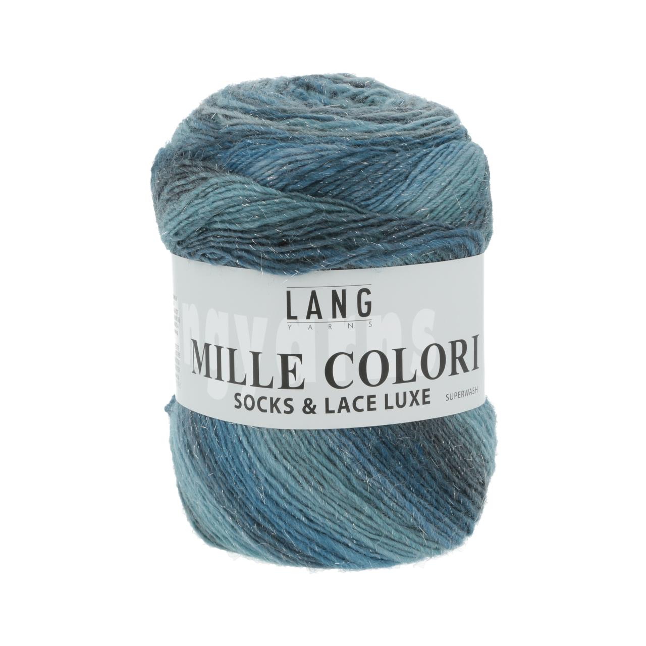 Mille Colori Socks & Lace Luxe 78 Türkis/Petrol-Silber