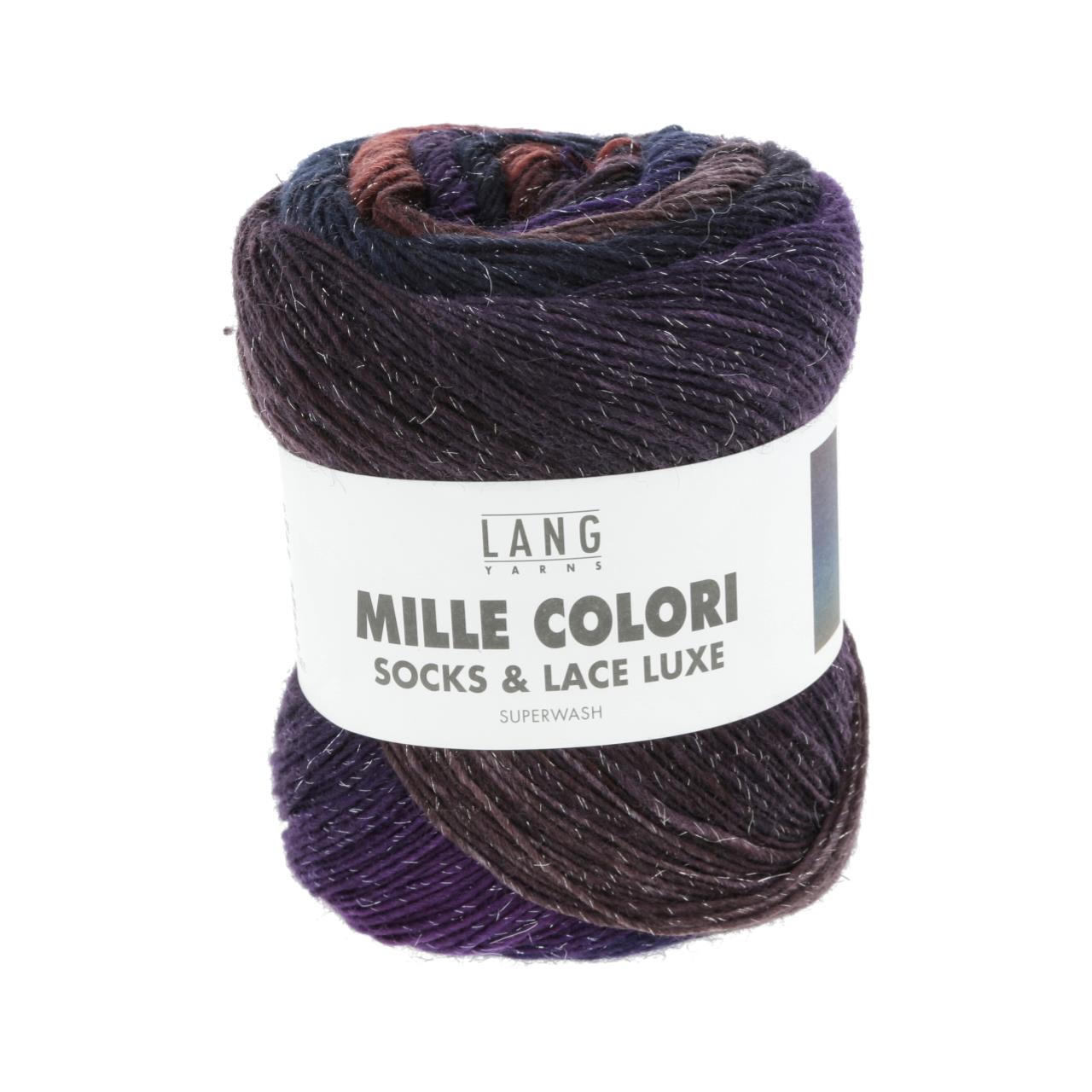 Mille Colori Socks & Lace Luxe 213 Hellbraun/Petrol/Aubergine